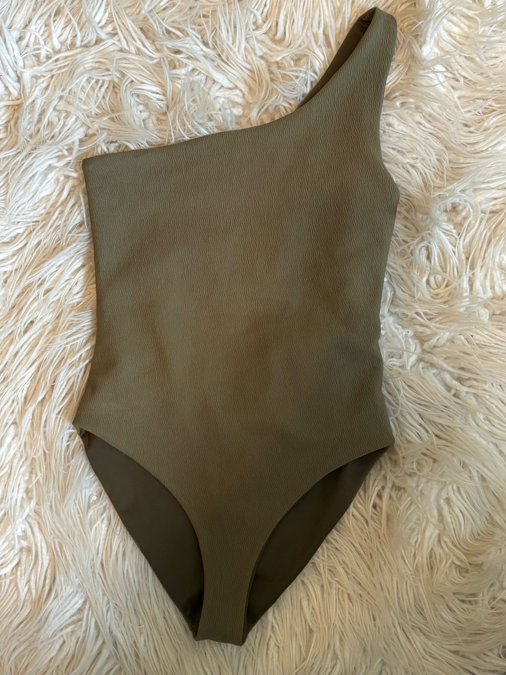 Like New Phie Collective Olive Green Asymmetrical One Piece Swimsuit Size XS